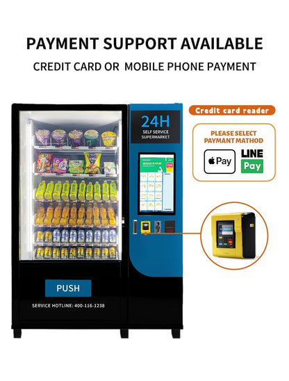 High Capacity Vending Machine Energy Efficient Smart Combo Machine for Libraries with Quiet Operation Mode Snack Vending Machine