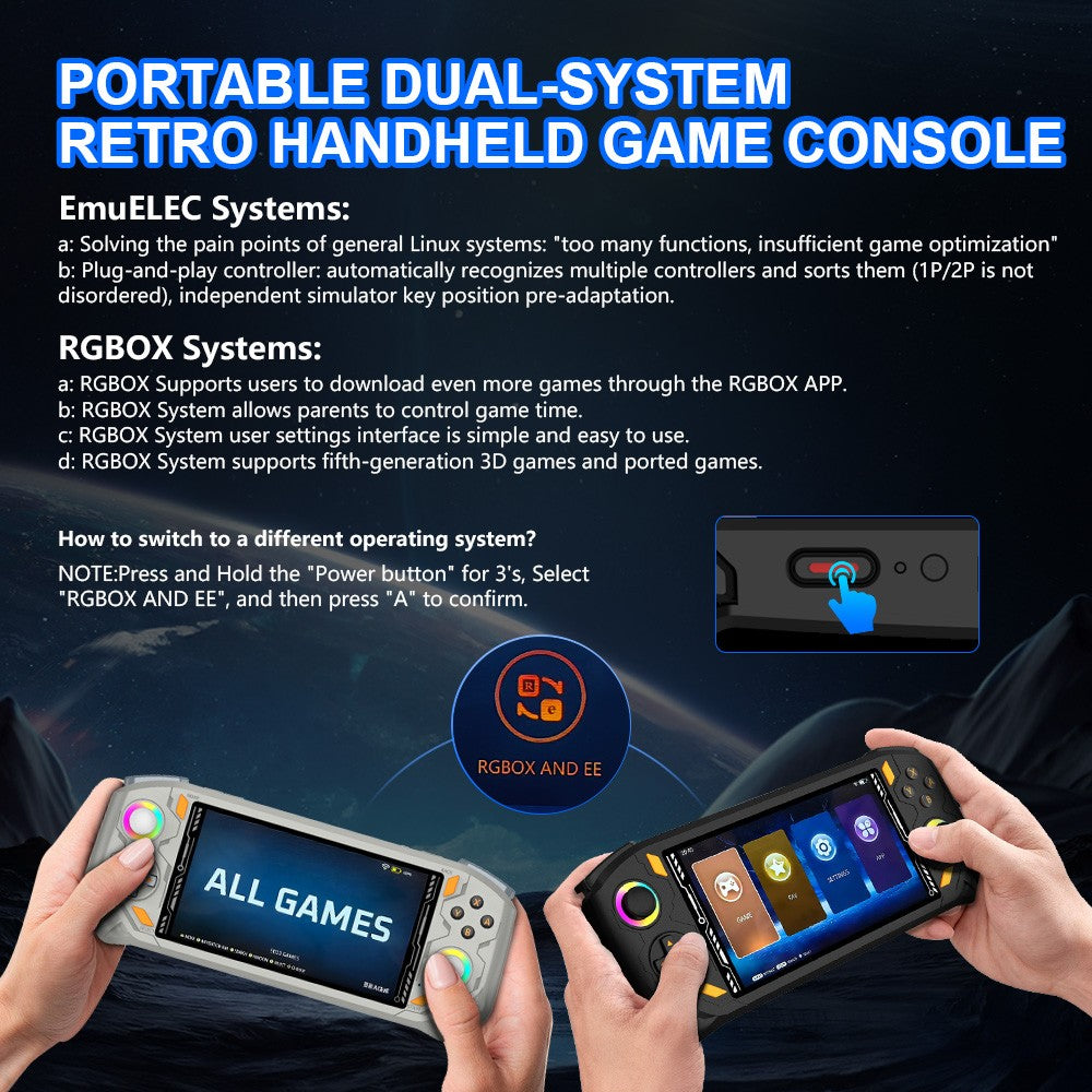 AISLPC RG52 MINI Handheld Game Console 5.5" IPS Screen 2.4G WIFI 22000+Games RK3562 Dual System Portable Handheld Video Player