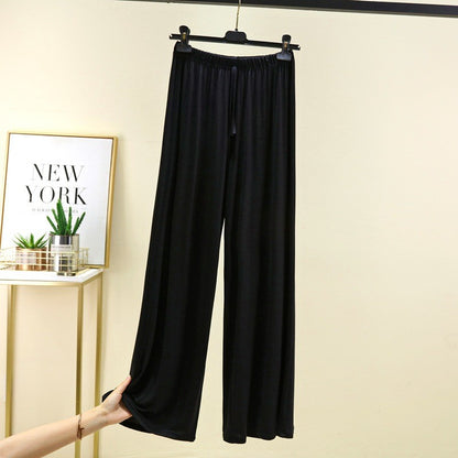 Plus size L to 6XL U-Neck Women's wide leg pants high waist Loose Long pant solid color Casual drapped trousers all match