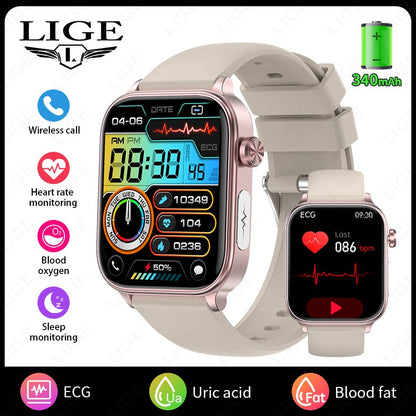 Smartwatch 2025 Novo ECG+PPG Feminino Monitor de Frequência Cardíaca Lipídios Sanguíneos Ácido Úrico Saúde Menstrual Rastreador Inteligente Para Android iOS
