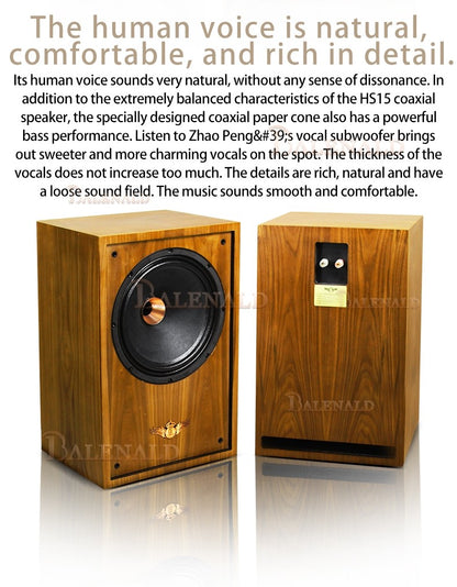Caixas de som hifi Banlong de alta fidelidade coaxial de 12 polegadas, bookshelf, caixas de som de alta fidelidade, áudio passivo com acabamento em madeira.