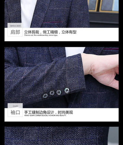 The 2025 autumn checkered suit jacket is a stylish, cool, casual, business and trendy Korean-style fitted suit jacket top