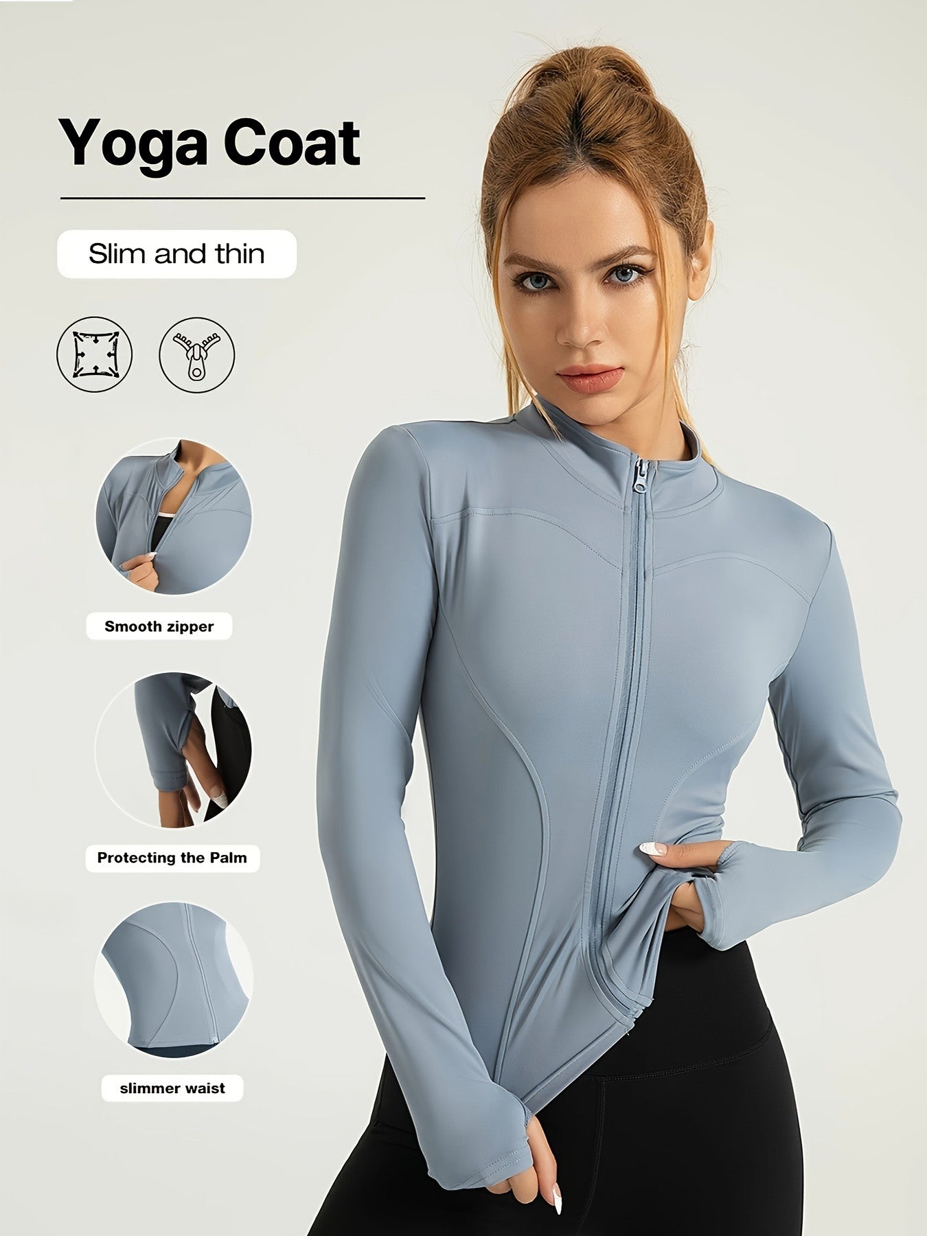 Women's Slim Fit Long Sleeved Yoga Jacket Nude Zipper Professional Running Training Fitness Top for Autumn And Winter