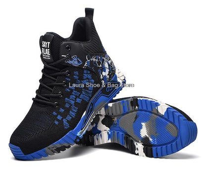 Botas de segurança de cano alto masculinas, bico de aço, sapatos de trabalho masculinos e femininos, botas de segurança anti-impacto, indestrutíveis, respiráveis
