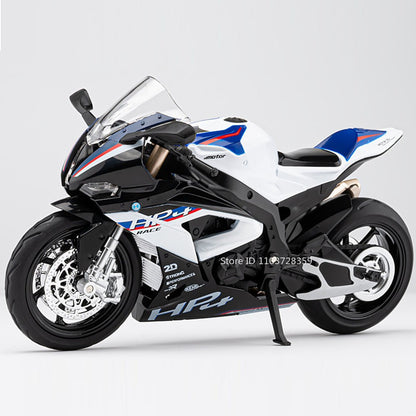 Miniaturas de Motocicletas de Brinquedo Modelo HP4 1:12 Liga Fundida com Som, Luz, Amortecimento, Pneus de Borracha, Enfeite, Presentes para Meninos