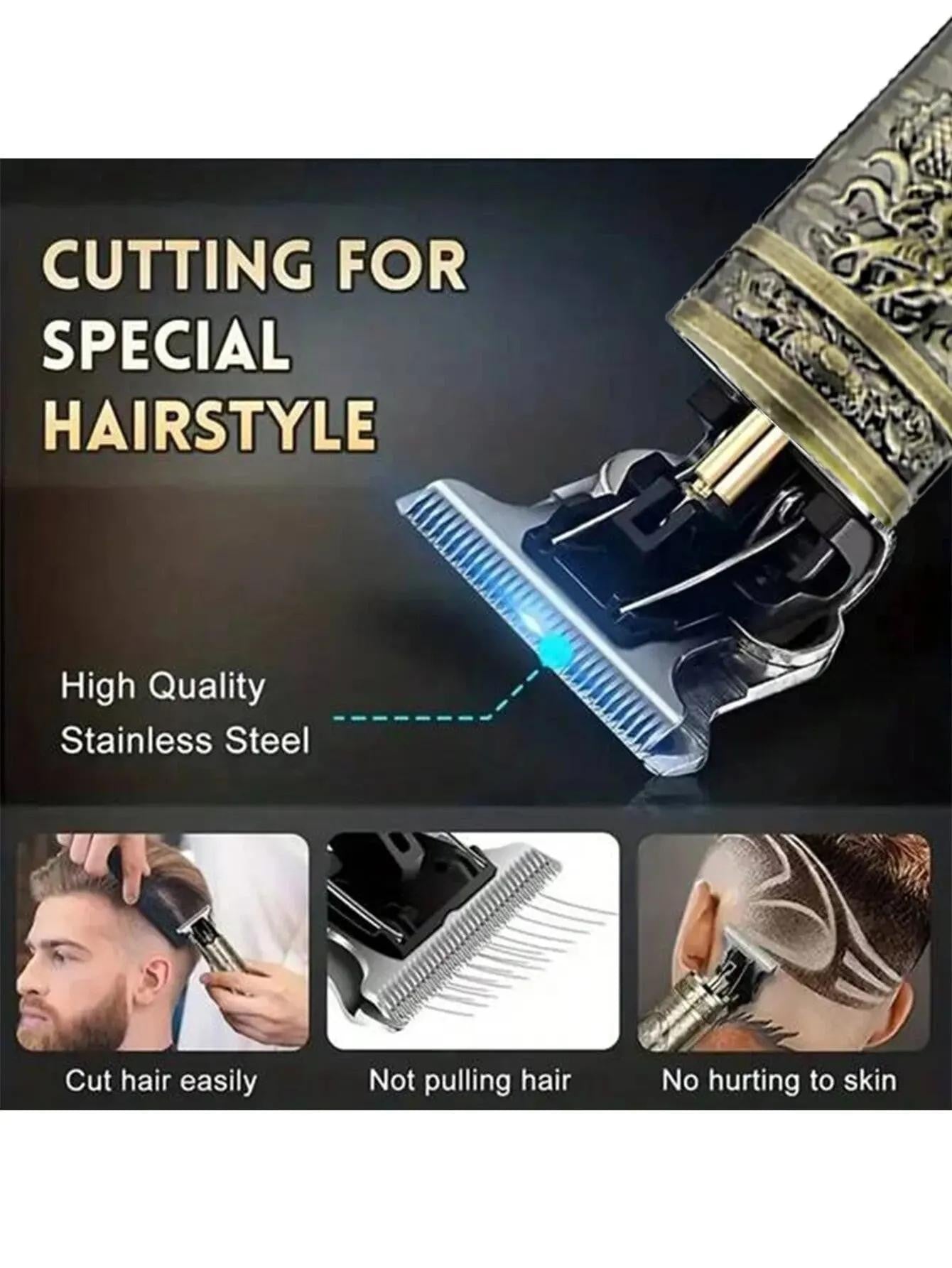 LCD Electric Hair Clipper for Men Oil Shaving Head Pusher Sculpture Shaver Rechargeable Hair Trimmer Hairdressing Set Gifts