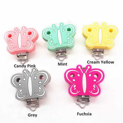 Chenkai 10PCS Round Bear Star Silicone Teether Clip DIY Baby Pacifier Dummy Chain Holder Soother Nursing Jewelry Toy Clips