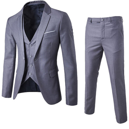 3pcs Suit Men Slim Formal Suit Solid Color Vest Pants Set 3 Piece Mens Suit Business Suit costume homme ?????? ???????