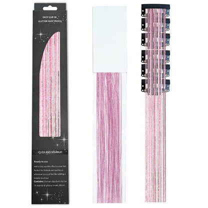 6/12 peças de tic-tac de cabelo sintético, peça única, extensões de cabelo com brilho feminino, kit de enfeites de cabelo, peruca brilhante resistente ao calor