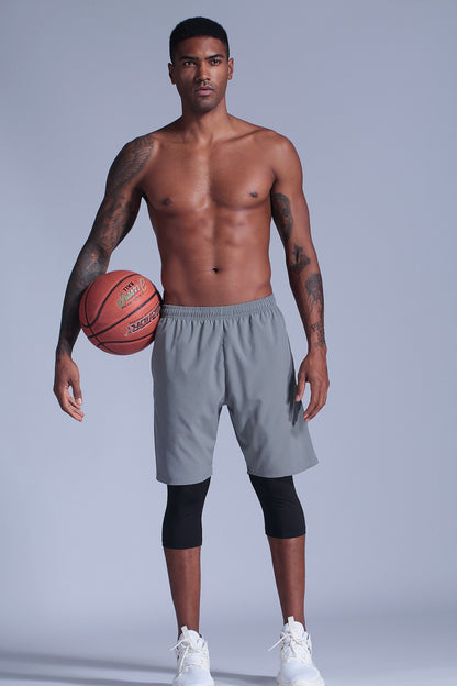 2 in 1 Compression Pants Mens basketball shorts Leggings sport Running Shorts High Elastic Dry Fit Training Tights Jogging Pants