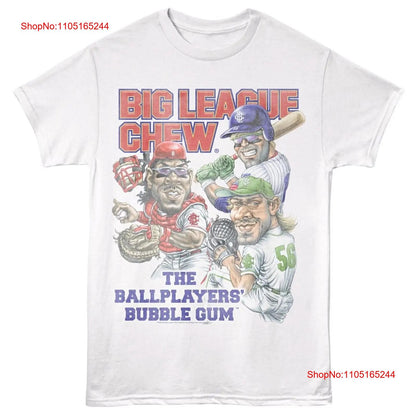 Big League Chew Bubblegum Baseball T Shirt BATTER CATCHER PITCHER White Cotton vintage Washed graphic Unisex streetwear