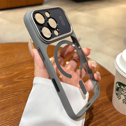 Luxury Magnetic Metal Lens Bumper Protection Case For iPhone 17 16 15 14 13 Pro Max Plus For Magsafe Acrylic Translucency Cover