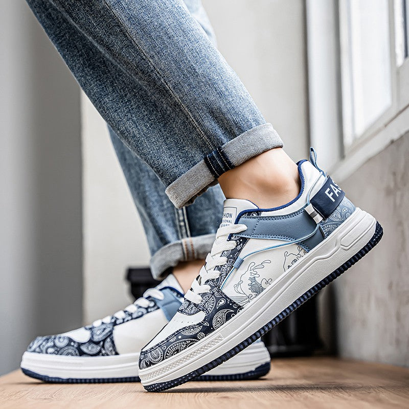 Mens Board Shoes Daily Street Trendy  Comfortable Flat Tennis Shoes Lightweight Thick Soled Casual Sneakers for Men