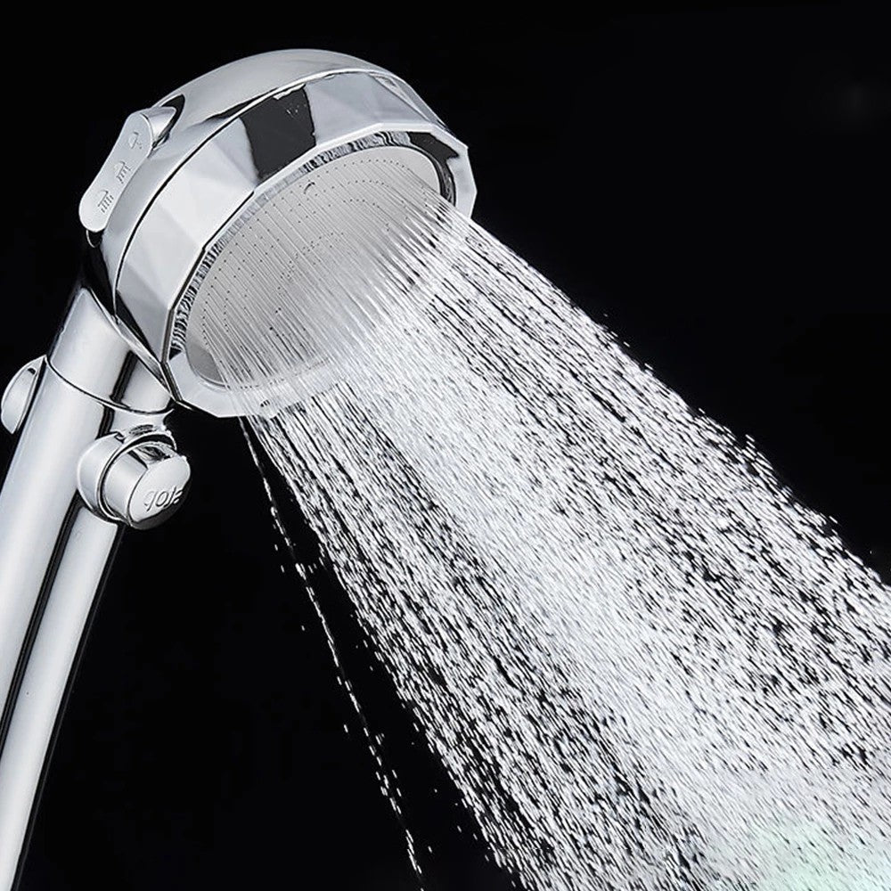 Chuveiro de mão giratório de 360 graus com 3 configurações de spray e botão de pausa ON/OFF, com ajuste de economia de água