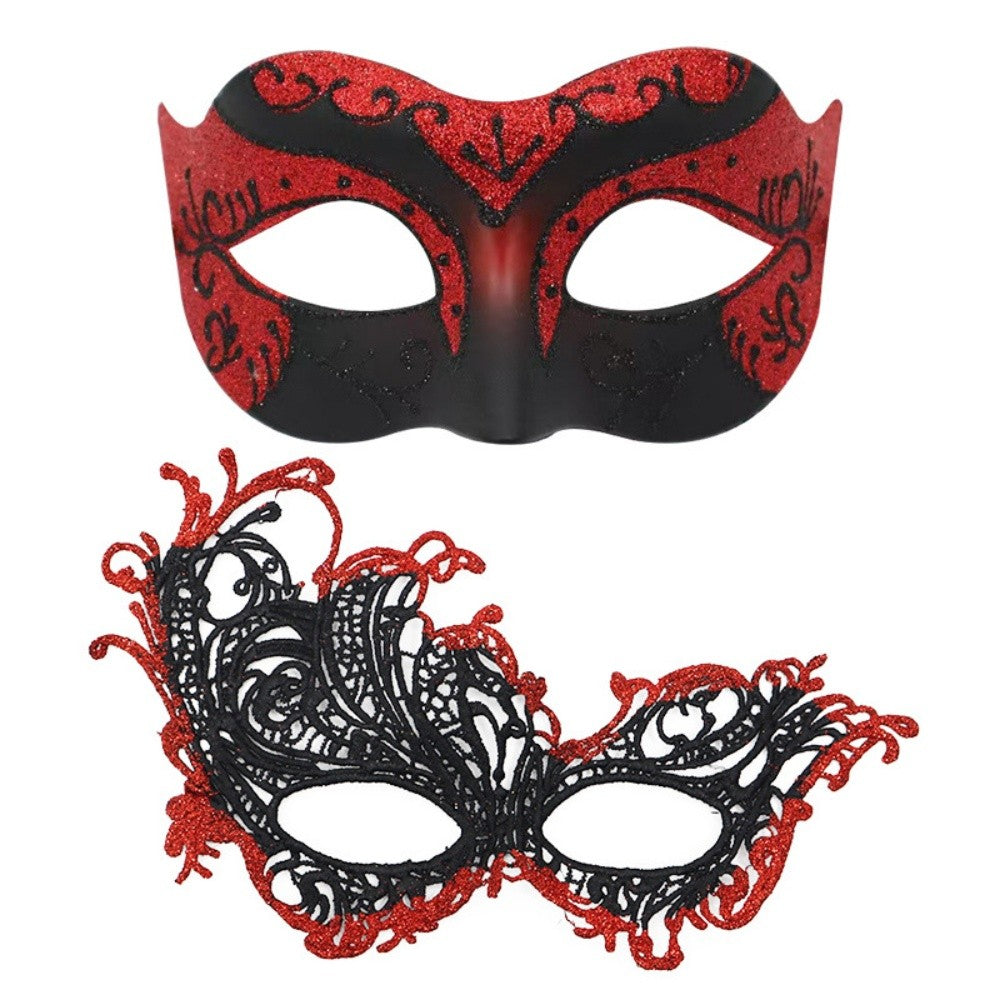 2PCS/set Couple Masks Lace Women Mask Men Painted Half Face Mask Eye Mask Set Party Masquerade Wedding Decoration Costume Prom