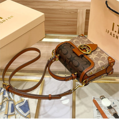 New minimalist and fashionable small handbag, contrasting color women's bag, high-end carriage crossbody bag, portable box bag