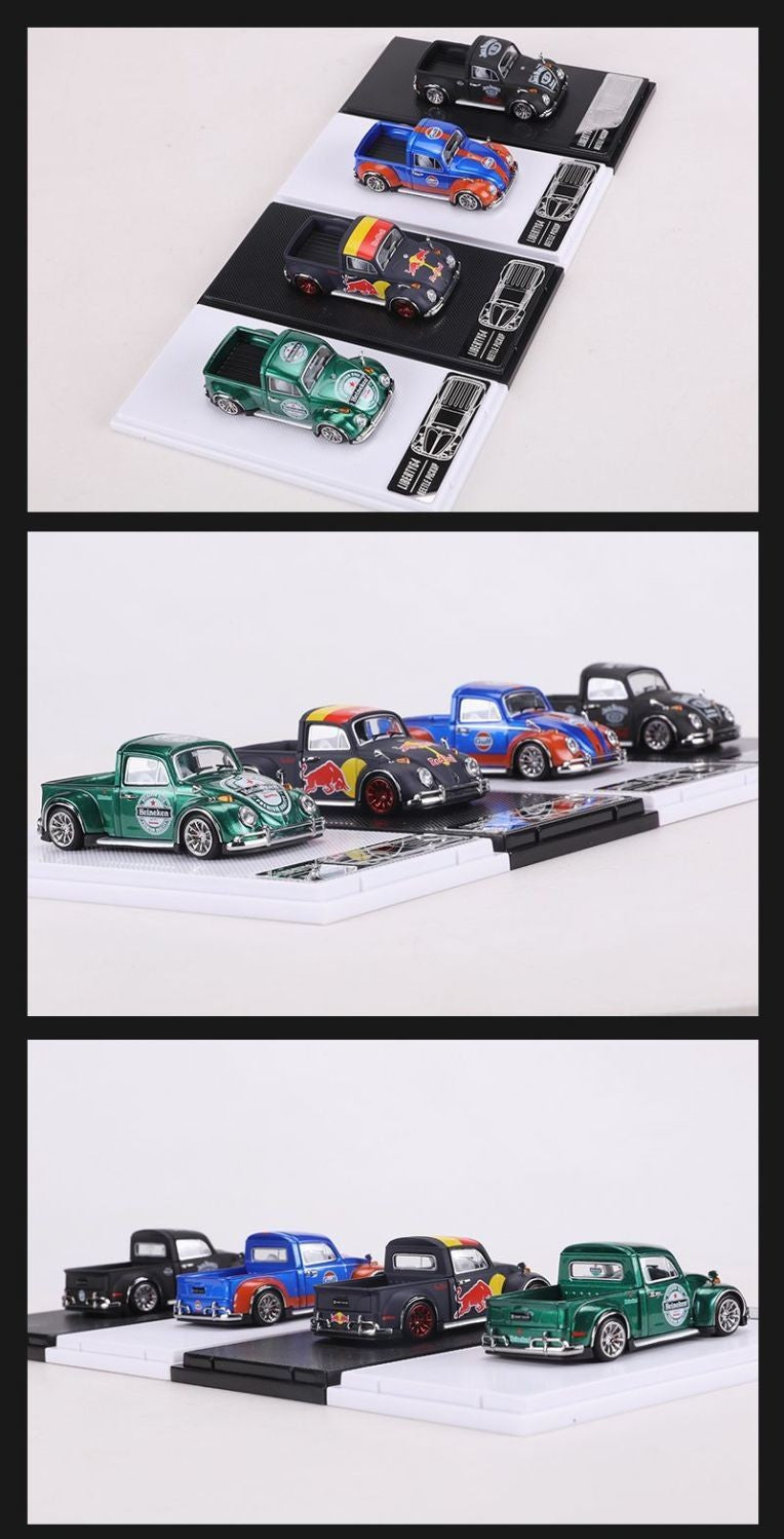 Liberty64 1:64 Scale Beetle Convertible Pickup Die-Cast Car Model Gulf Oil Series Custom Toys Miniature Alloy Simulation Vehicle