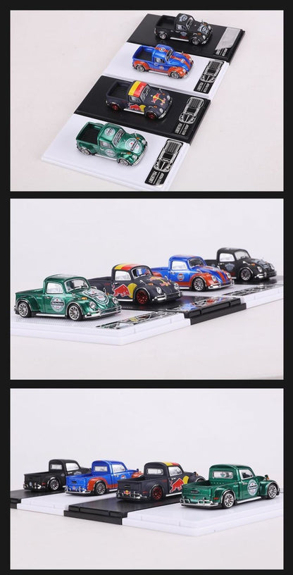 Liberty64 1:64 Scale Beetle Convertible Pickup Die-Cast Car Model Gulf Oil Series Custom Toys Miniature Alloy Simulation Vehicle