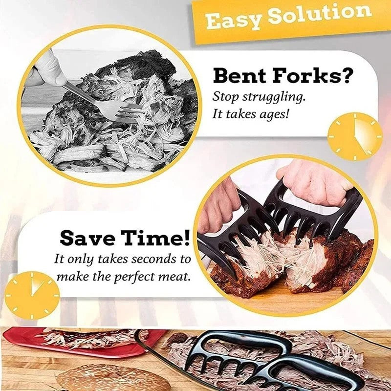 Separador carne con garra oso, trituradora tenedor carne, mango barbacoa, herramientas cocina, 2 uds.