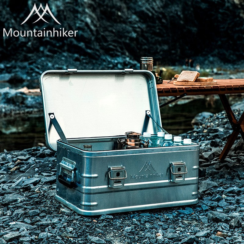 MOUNTAINHIKER Outdoor Storage Box Camping Picnic Travel Aluminum Alloy Large Capacity Box Silver Storage Bag 30-80L