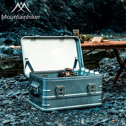 MOUNTAINHIKER Outdoor Storage Box Camping Picnic Travel Aluminum Alloy Large Capacity Box Silver Storage Bag 30-80L