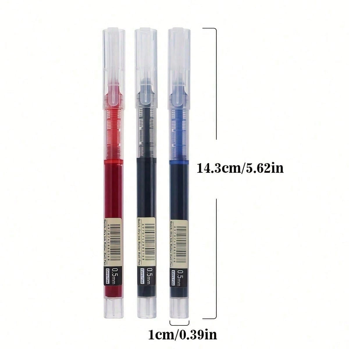 10PCS Gel Ink Pens – 0.5mm Fine Tip Writing Pens For Office & School (Black / Blue / Red)