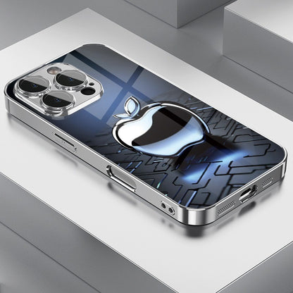 Tecnologia de Metal Para Capa Galvanizada de Vidro Temperado com Padrão de Maçã para iPhone 17 16 Pro Max 15 14 Plus 13 12 16E 17 Air