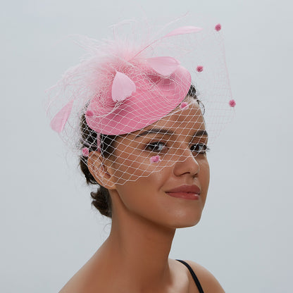 Fascinator Hat Veil Feather Fascinator Hair Clip Tea Party Pillbox Derby Hat Fascinator Bridal Wedding Veil