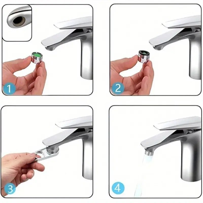 Chave Universal para Aerador de Torneira, Ferramenta 6 em 1 de Liga de Zinco para Bicas de Cozinha e Banheiro