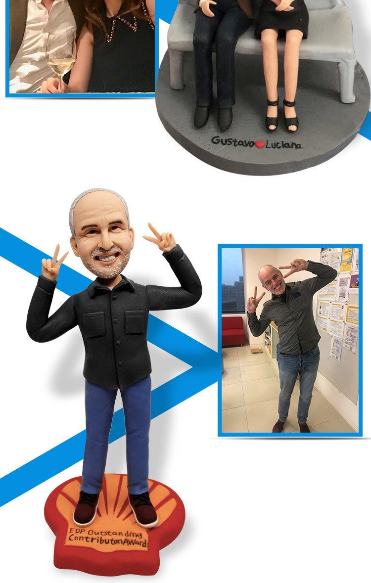 Custom Handmade Bobblehead Figure, Personalized Clay Doll on Photos,Real person figurine 3D Customization,Christmas Gift for Men
