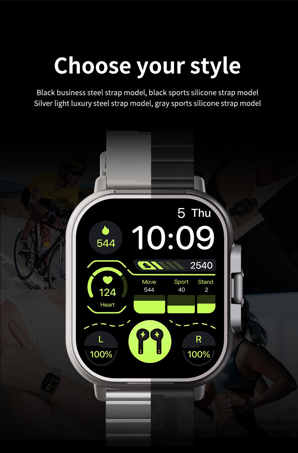 Smartwatch TWS 2 em 1 com fones de ouvido Relógio esportivo fone de ouvido Bluetooth Relógio de chamada Monitor de saúde masculino NFC Smartwatch feminino Fone de ouvido