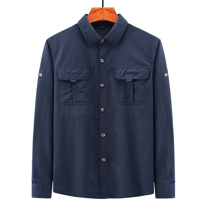 Spring Cargo Shirt For Men Long Sleeve Social Dress Shirt Top Casual Formal Shirt Blouses Oversized Tactical Shirt Man Clothes