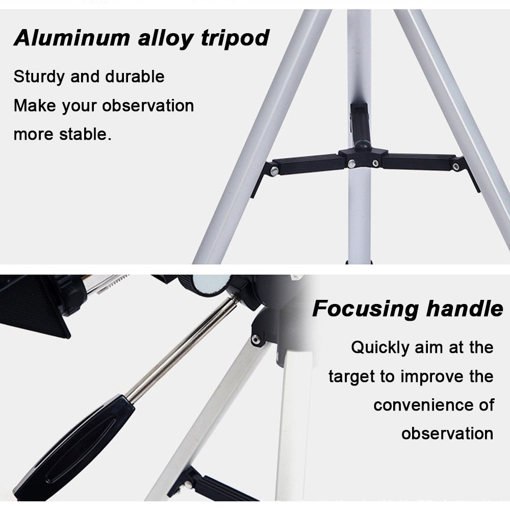 Telescópio Astronômico 150X, Refrator de Abertura de 70mm, Telescópio Portátil de Viagem com Adaptador de Celular e Controle Remoto Sem Fio