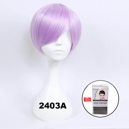 Peruca curta sintética Snoya 30cm roxo azul vermelho amarelo fibra de alta temperatura Peruca para festa a fantasia Cosplay 23 cores