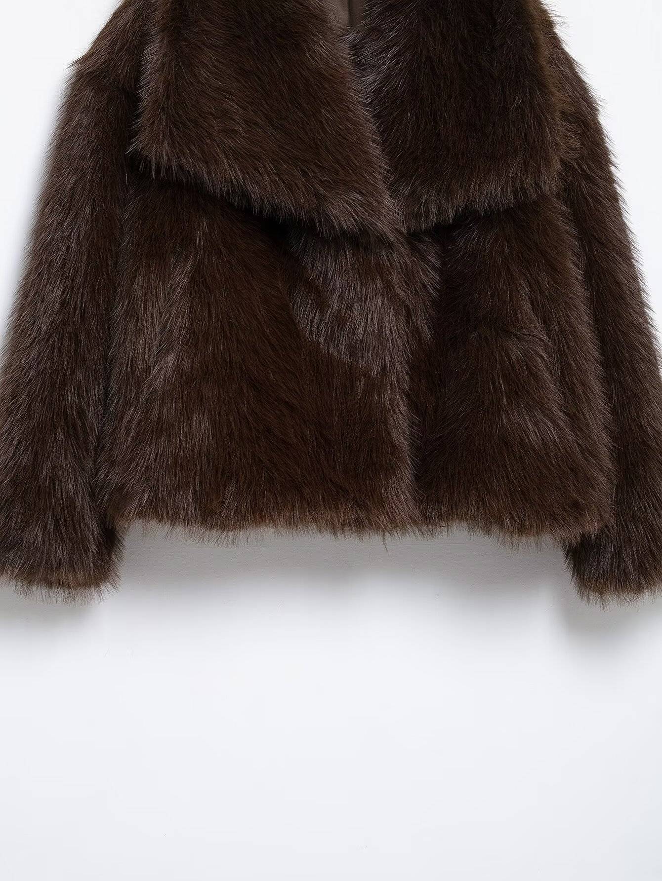KONDALA Women Brown Faux Fur Jacket Fall Winter Jacket Lapel Loose Jacket 2025 Fashion High Street Elegant Female Jacket Coat