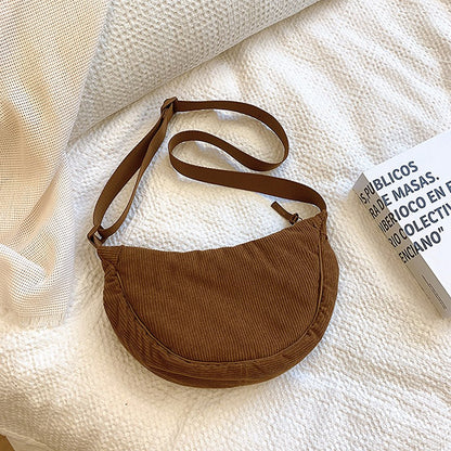 Solid Color Corduroy Women's Hobos Shoulder Bag Retro Casual Female Crossbody Bags Ladies Daily Travel Handbags Messenger Bag