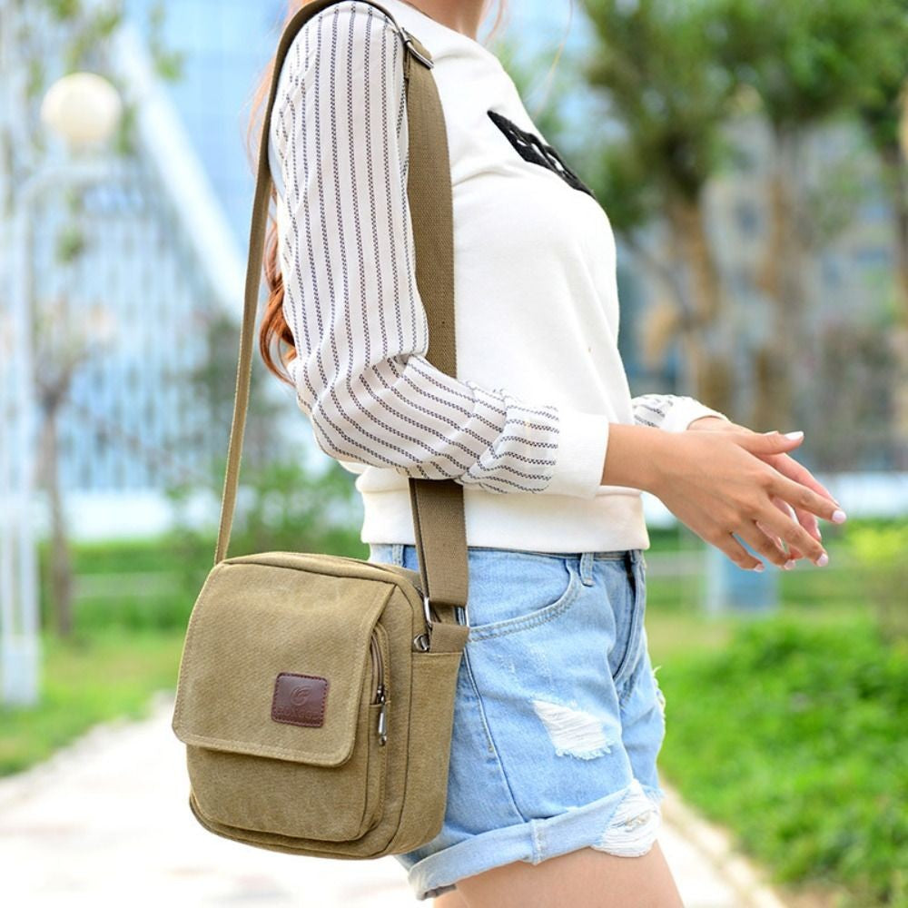 Vintage Canvas Men Crossbody Bag Anti-theft Large Capacity Outdoor Small Bag Wear-resistant Business Cashier Wallet Shoulder Bag