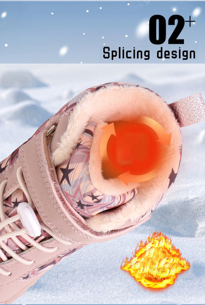 Waterproof Kids Barefoot Snow Boots 2025 New Wide Toe Winter Warm Fur Lined Shoes for Boys Girls Cold Weather Outdoor Sneakers