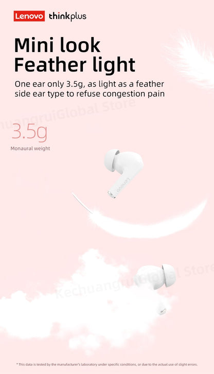Fone de ouvido Lenovo original 2025, sem fio Bluetooth 5.3, fones de ouvido estéreo HiFi com cancelamento de ruído, fones de ouvido esportivos com controle de toque, novo presente