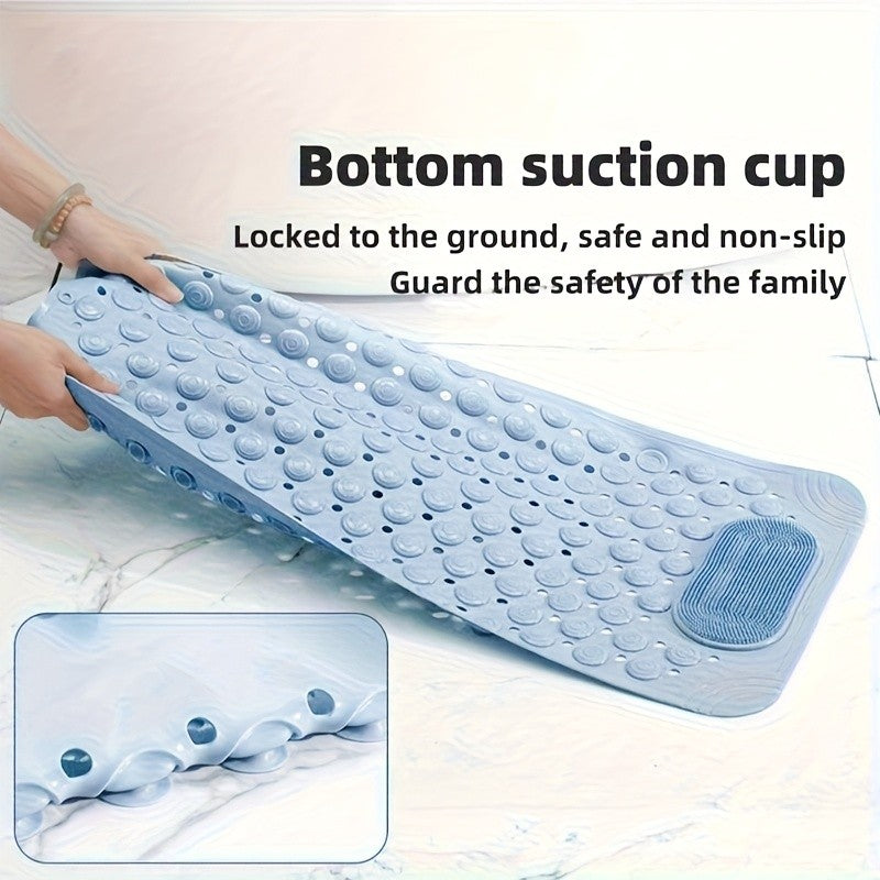 Non-Slip Bath Mat with Massage Feature Oblong Shower Floor Rug Non-Textile Water Absorbent Bathroom Mat with Suction Cups