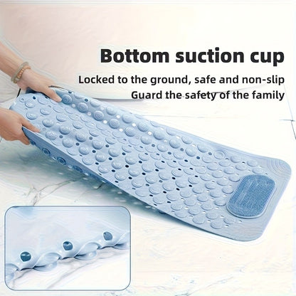 Non-Slip Bath Mat with Massage Feature Oblong Shower Floor Rug Non-Textile Water Absorbent Bathroom Mat with Suction Cups