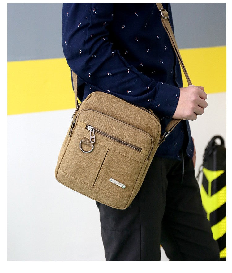 Canvas Shoulder Bag Men's New Korean Style Canvas Messenger Bag Outdoor Leisure Travel Portable Shoulder Bag Purse Handbag