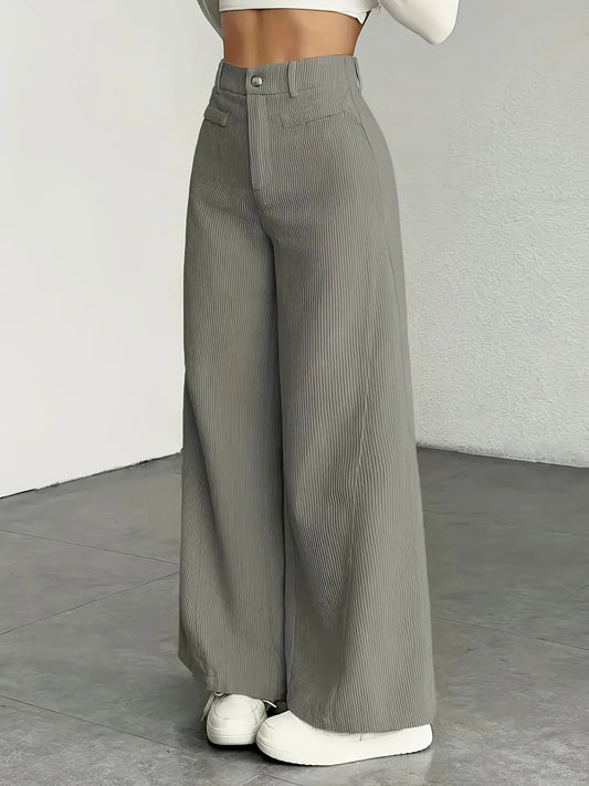 High Waist Striped Wide Leg Pants Commute Versatile Casual Long Trousers New 2025 Women's Fashion Cross-Border Clothing