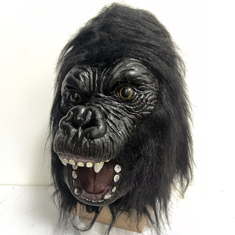 Black Realistic Gorilla Latex Mask for Halloween Party Cosplay Costume Prop Full Face Animal Headgear