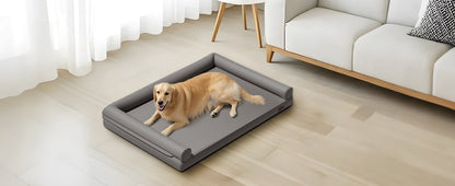 Cama Ortopédica para Cães M-XXL Almofadada em Couro de Microfibra Sofá para Cães de Estimação Impermeável Cama Calmante com Capa Removível Fácil de Limpar