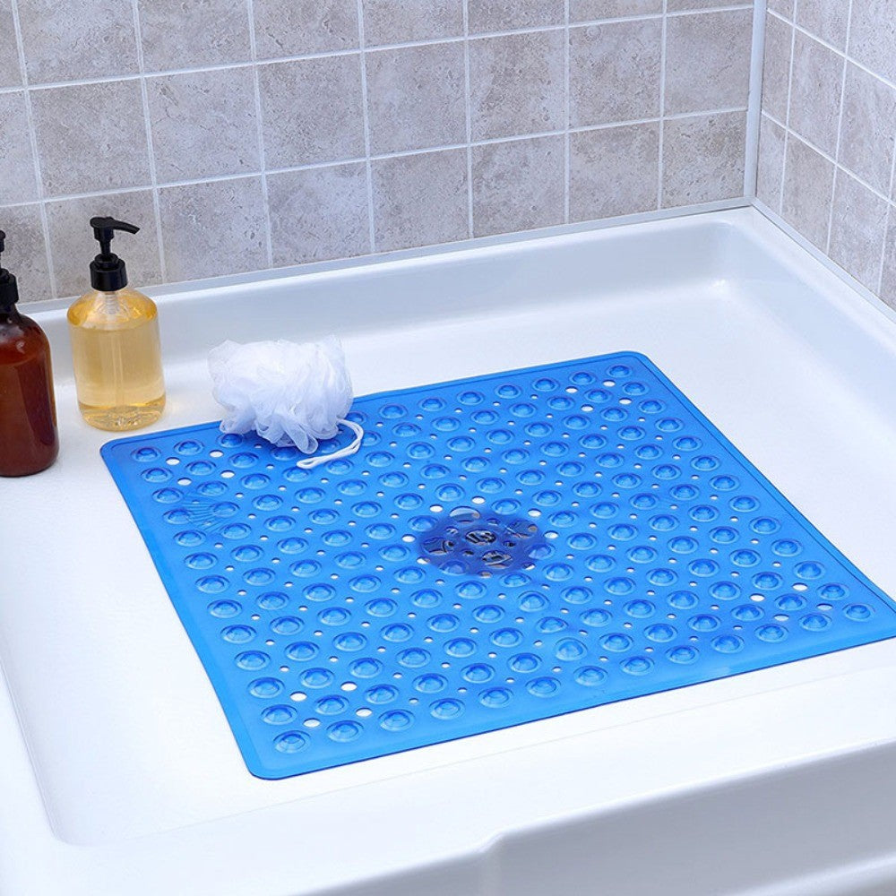 Tapete de chuveiro 53x53cm ventosa PVC antiderrapante tapete de banho quadrado para chão de chuveiro tapete de segurança antiderrapante para banheira carpete de banheiro
