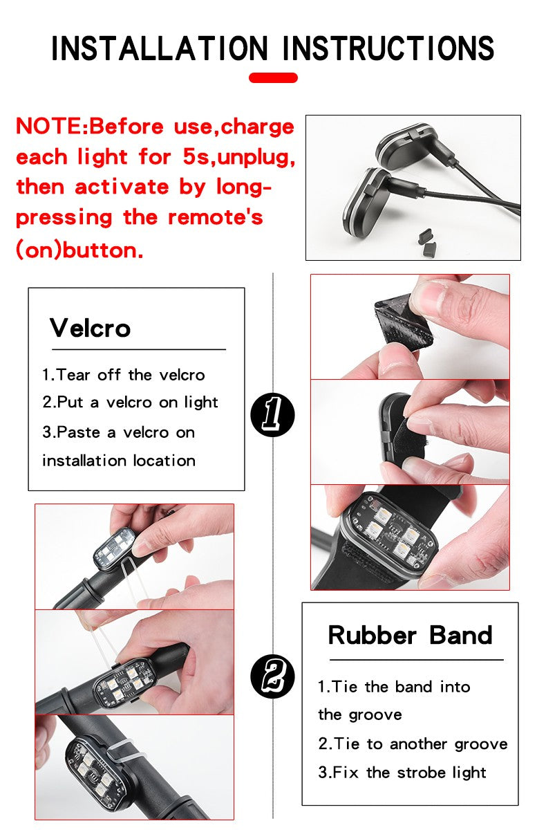 2/4/6pcs Wireless Remote Control LED Strobe Light for Car Auto Motorcycle Bike Drone Scooter Anti-collision Warning Lamp Flash