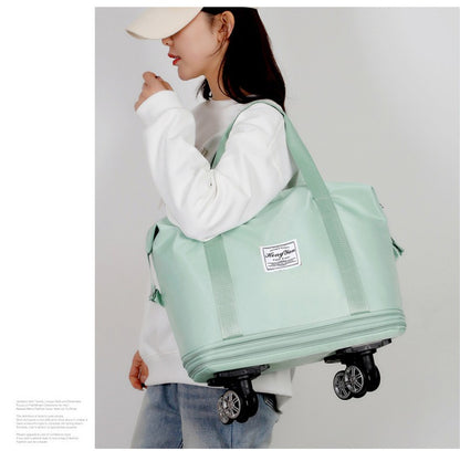 Universal Wheel Expandable Luggage Large Capacity Lightweight Travel Fitness Bag with Dry And Wet Separation Storage