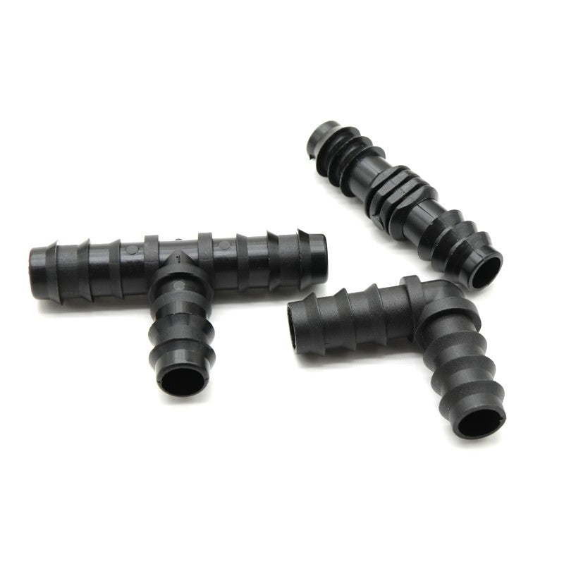 2/5/10pçs Estufa PE Tubo 16 20 25 mm Conector em T Cotovelo Reto Plugue Conexão para Tubo de Irrigação Acessórios de Micro Irrigação