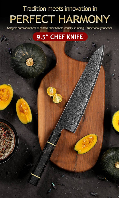 Professional 67-layer Damascus Japanese Kitchen Nakiri Gyuto Chef bread boning Knife Set Home kitchen tool with Carbon Fiber HD